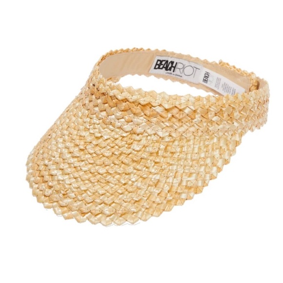 Beach Riot Accessories - NWT Beach Riot vacation Straw Visor Hat 100% wide brim Velcro adjustment